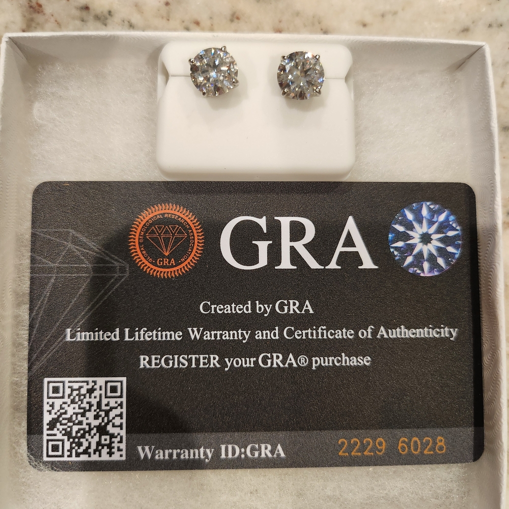 GRA 4 Carat Moissanite Stud Earrings